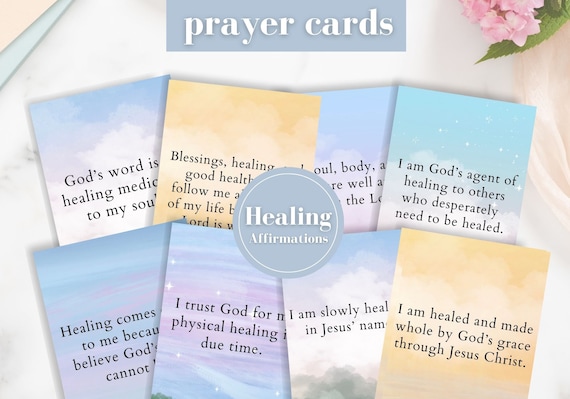 Affirmation Cards for Healing, Printable Healing Prayer Cards, Christian Affirmations, Prayer Jar Cards