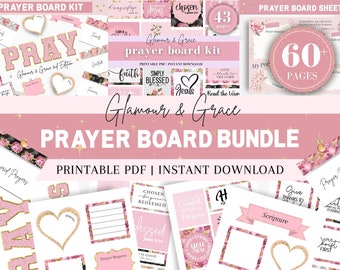Roze gebedsbordbundel, gebedsbord feestprintables, christelijke gebedsmuurcollage, gebedsbord voor vrouwen, verbeter je gebedsleven!