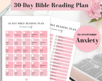 Bible Study for Anxiety, Printable 30 Day Bible Reading Plan for Overcoming Anxiety, Bible Scripture, Scripture Journal, Bible Study Guide