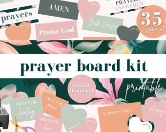 Prayer Board Kit Printable, Daily Prayer Board,  Bible Verse Cards, Christian Scripture, Faith Words