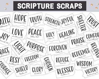 Scripture Scraps Printable, Faith Junk Journal Scraps, Prayer Board Kit 2025, Girls Prayer Board Stickers, Prayer Board Party Kit