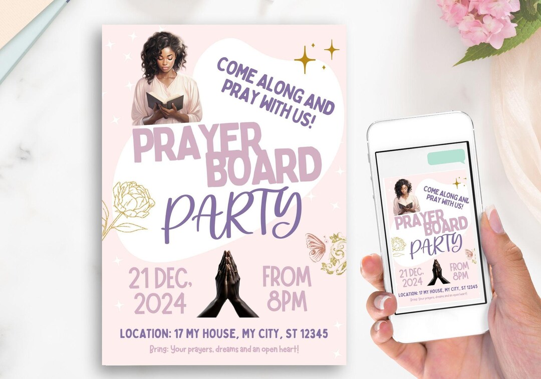 Prayer Board Party Invitation, Editable Prayer Party Invite, Prayer ...