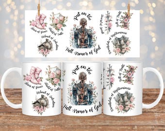 Full Armor of God PNG, Christian Mug Wraparound, Ephesians 6, Christian Clipart PNG, Watercolor Armor of God