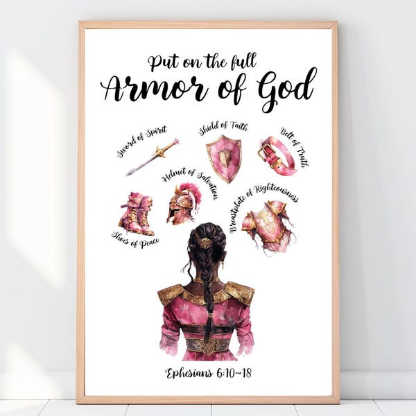 Imprimível da Armadura de Deus, Arte de Parede Completa da Armadura de Deus, Pôster da Armadura de Deus, Armadura de Deus para Mulheres, Menina Cristã, Presente para Novos Crentes