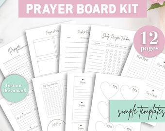 Simple Prayer Board Kit, Printable Daily Prayer Tracker, Prayer Request Cards, Thank Your For Your Prayers Cards