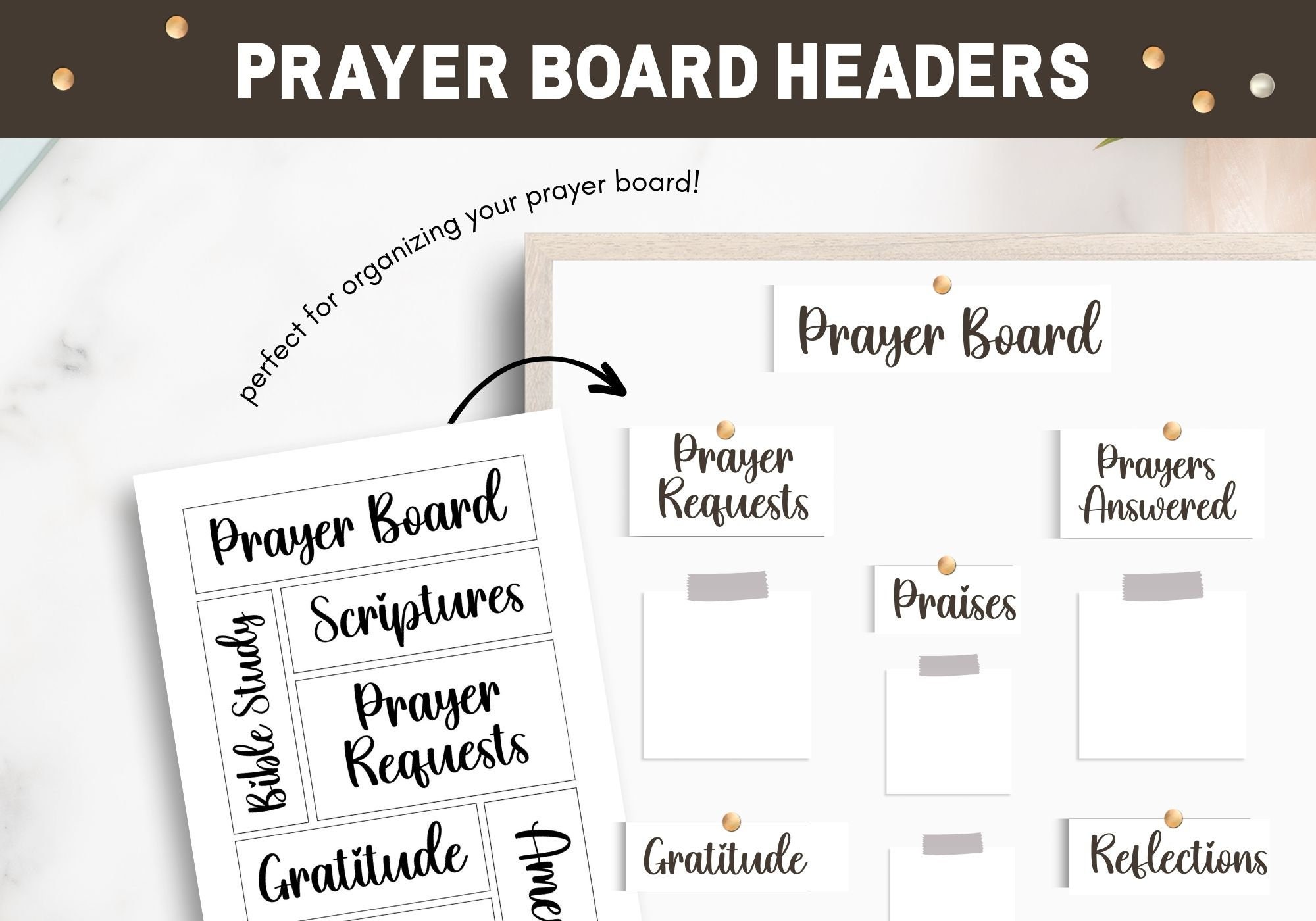 Prayer Board Printable, Daily Prayer Board, Prayer Board Headings & Words,  Christian Bulletin Board, Words of Faith 