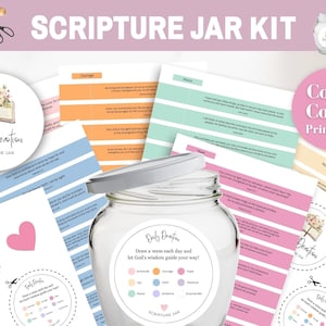 Pot biblique imprimable, fabriquez votre propre pot biblique, bocal de prière, notes sur le bocal biblique