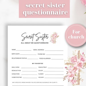 Church Secret Sister Questionnaire, Printable Secret Sister Survey ...