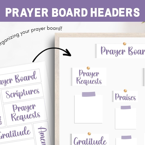 Prayer Board Headings Printable, Daily Prayer Board, Prayer Board Headings & Words, Christian Bulletin Board, Words of Faith