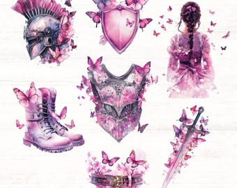 Armor of God PNGs, Full Armor of God PNGs, Ephesians 6, Christian PNG, Warrior Clipart, Commercial Use, Pink Prayer Board Clipart