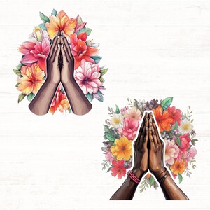Prayer Clipart, Praying Hands PNGs, Christian PNG, Black Woman Praying PNG, Church PNG, Commercial Use, Blessings Clipart image 4