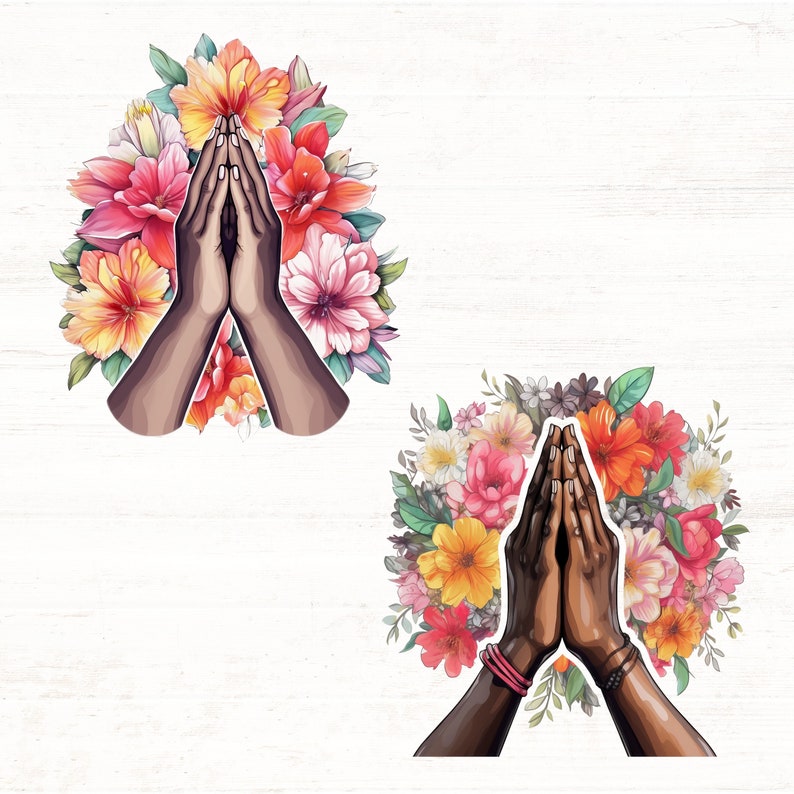 Prayer Clipart, Praying Hands PNGs, Christian PNG, Black Woman Praying PNG, Church PNG, Commercial Use, Blessings Clipart image 4