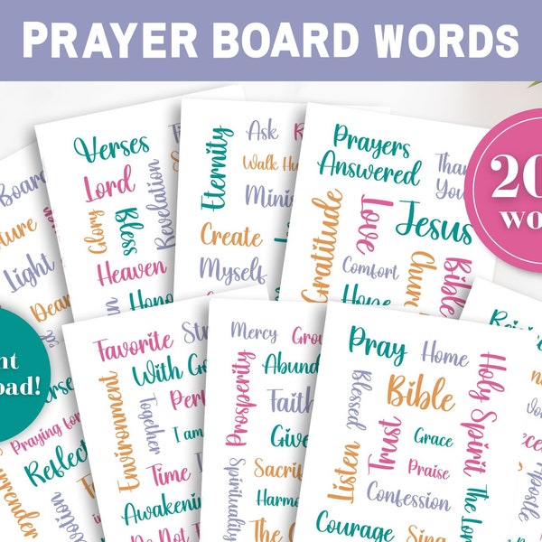 Printable Christian Words & Phrases Prayer Board Words Inspirational Faith Prayer Christian Wording