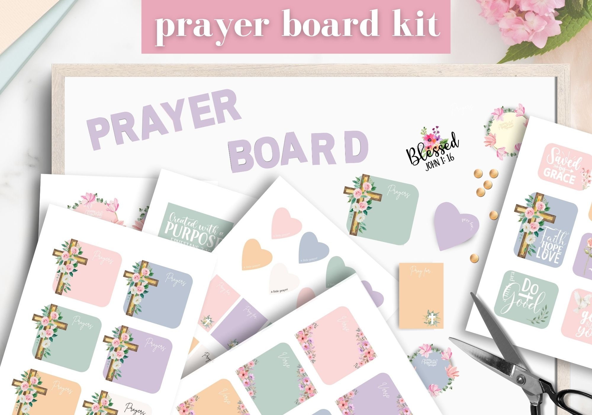 Prayer Board Printable, Daily Prayer Board, Bible Verse Cards, Christian  Bulletin Board Kit, Faith Board Words, Prayer Wall 