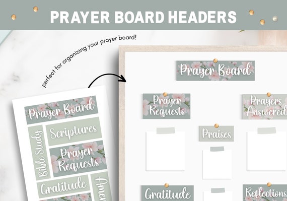 Prayer Board Words Printables, Green Prayer Board Headings, Prayer Board  Headings Kit, Christian Prayer Board 