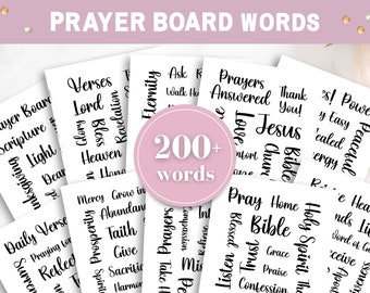 Prayer Board Words, Printable Christian Words & Phrases, Inspirational Faith Junk Journal Words, Christian Crafts
