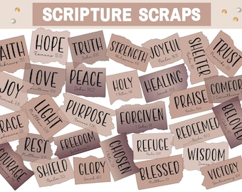 Scripture Scraps Printable, Faith Junk Journal Scraps, Prayer Board Kit 2025, Girls Prayer Board Stickers, Prayer Board Party Kit