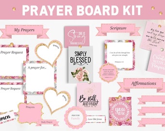 Tablero de oración imprimible, tarjetas de oración, collage cristiano para la pared, versículos bíblicos, escrituras sobre la oración: ¡mejora tu vida de oración!