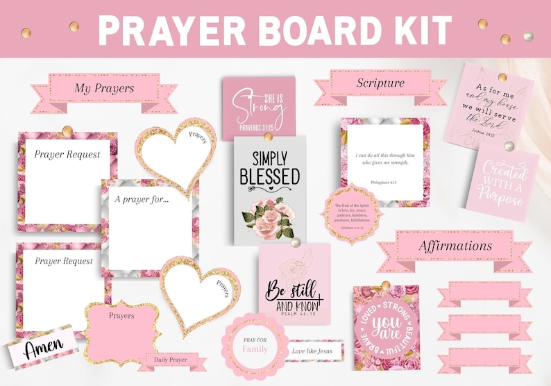 Prayer Board Printable, Prayer Cards, Christian Wall Collage, Bible ...