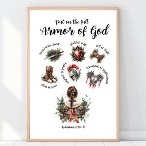 Christmas Armor of God Printable, Full Armor of God Wall Art, Printable Christian Christmas Art, Armor of God for Women, Christian Girl Gift