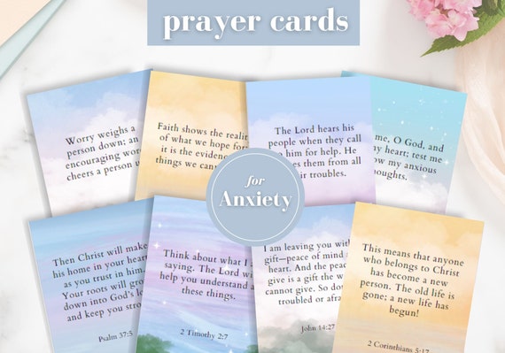 Prayer Cards for Anxiety, Prayer Board Printable, Daily Prayer Board, Bible Verse Cards, Scripture Cards, Prayer Jar Cards