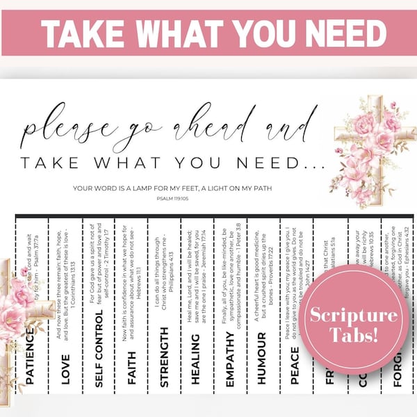 Christian Take What You Need Printable, Christian Bulletin Board, Bible Study Verse Poster, Womens Ministry Printables