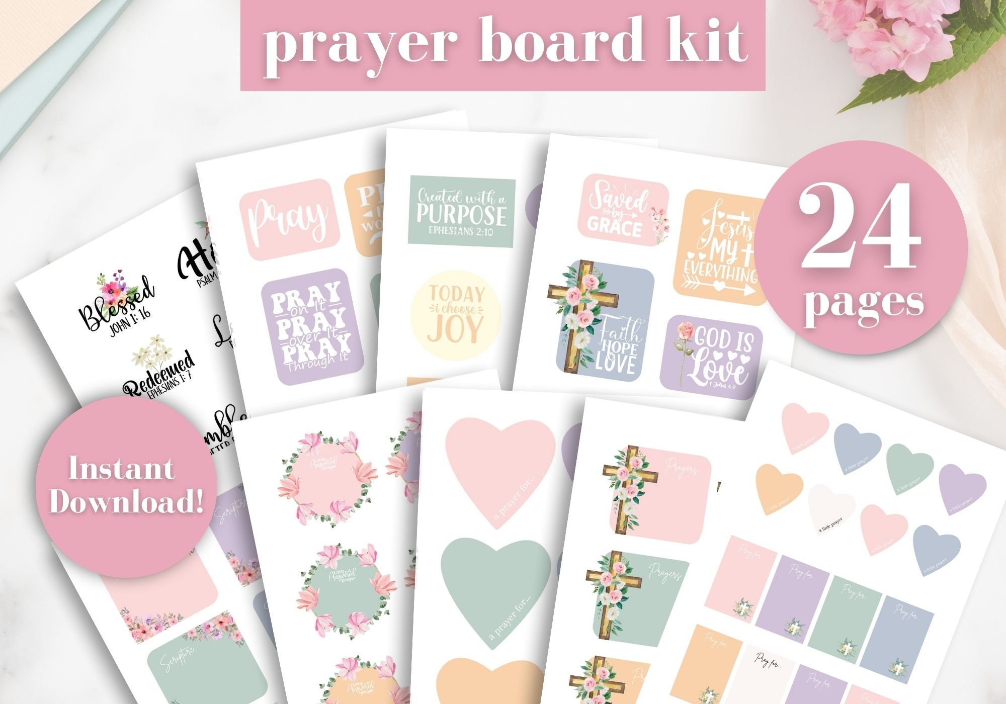 Prayer Board Printable, Prayer Cards, Christian Wall Collage