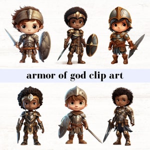 Armor of God Clip Art, Full Armor of God Kids PNGs, Ephesians 6, Christian PNG, Digital Download, Commercial Use, Prayer Clipart