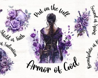 Full Armor of God PNG, Christian Mug Wraparound, Ephesians 6, Christian Clipart PNG, Watercolor Armor of God