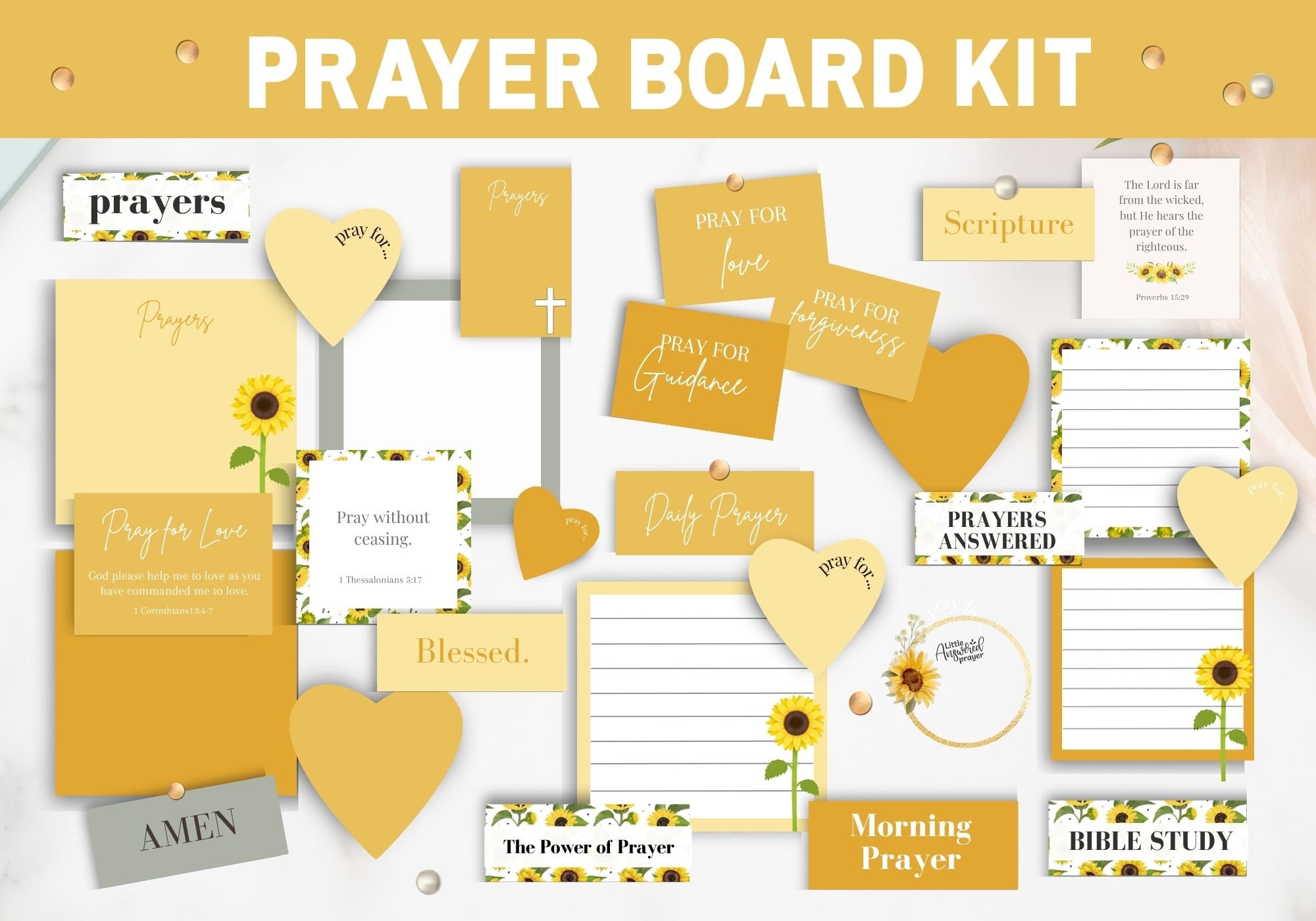 Prayer Board Starter Kit Orange, Blue, Yellow Prayer Board