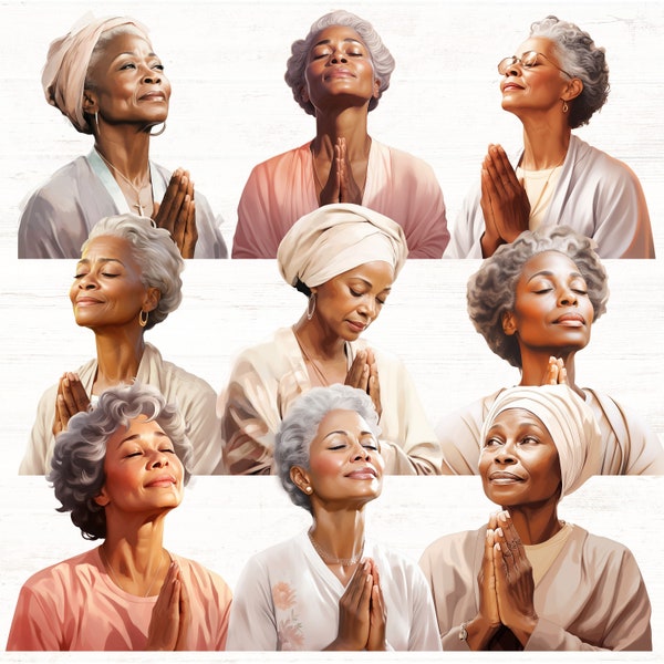 Praying Women Clipart, Church Ladies PNGs, Beautiful Women in Prayer, Prayer Warriors, Armor of God Clip Art, Commercial Use, Prayer Clipart