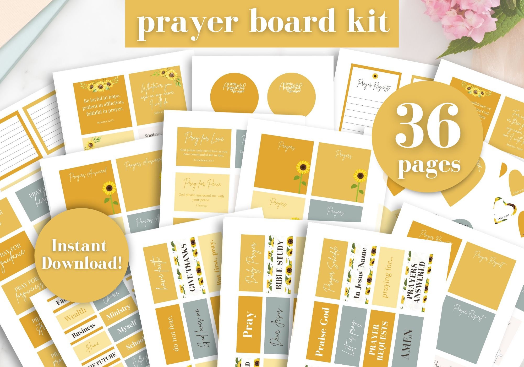 Prayer Board Printable Kit, Prayer Wall Printable, Daily Prayer