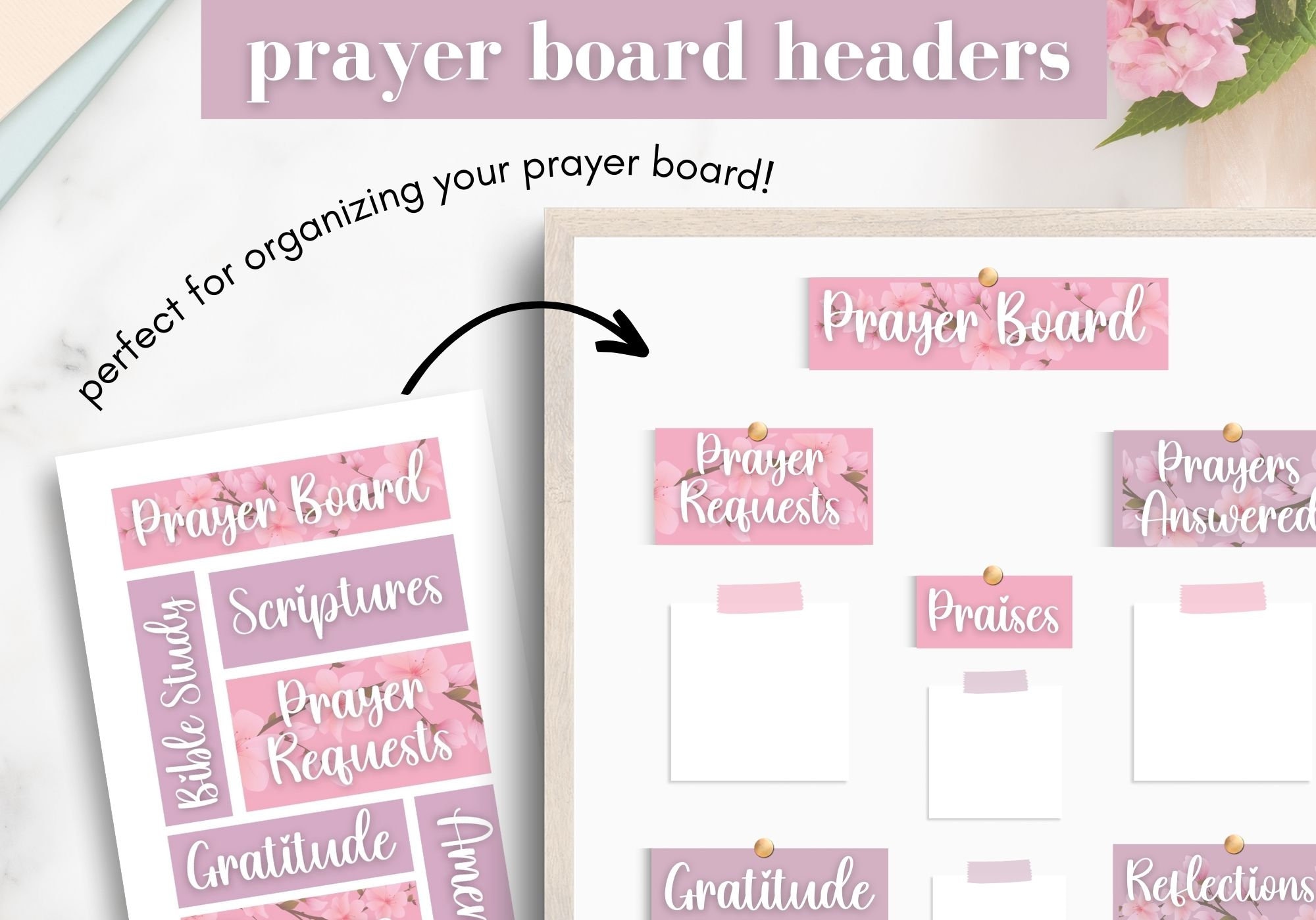Prayer Board Headings, Prayer Board Printable's, Prayer Board Kit,  Christian Prayer Board, Women Prayer Board Black 