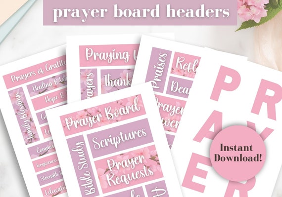 Prayer Board Kit Printable, Daily Prayer Board, Pink Prayer Board