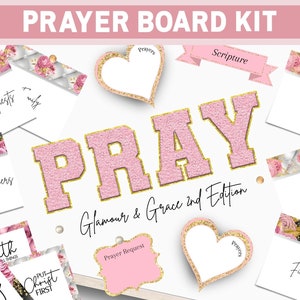 Prayer Board Kit Printable, Prayer Board Envelopes, Pink Prayer Board Party Kit for Women, Prayer Requests, Enhance Your Prayer Life!