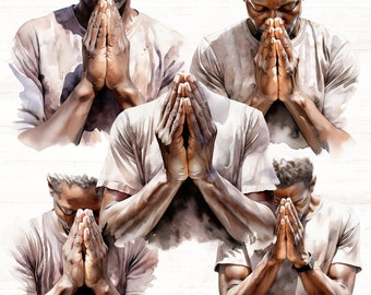 Praying Hands Clipart, Man Praying Hands PNGs, Christian PNG, Black Man Praying PNG, Commercial Use, Blessings Clipart