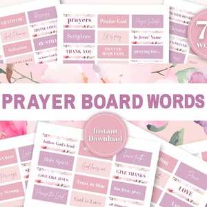 Prayer Board Printable, Daily Prayer Board, Prayer Board Headings & Words,  Christian Bulletin Board, Words of Faith 