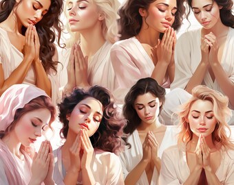 Women In Prayer PNGs, Prayer Clipart, Christian PNG, Woman Praying PNG, Commercial Use, Worship PNG, Pray Without Ceasing