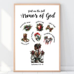 Christmas Armor of God Printable, Full Armor of God Wall Art, Printable Christian Christmas Art, Armor of God for Women, Christian Girl Gift