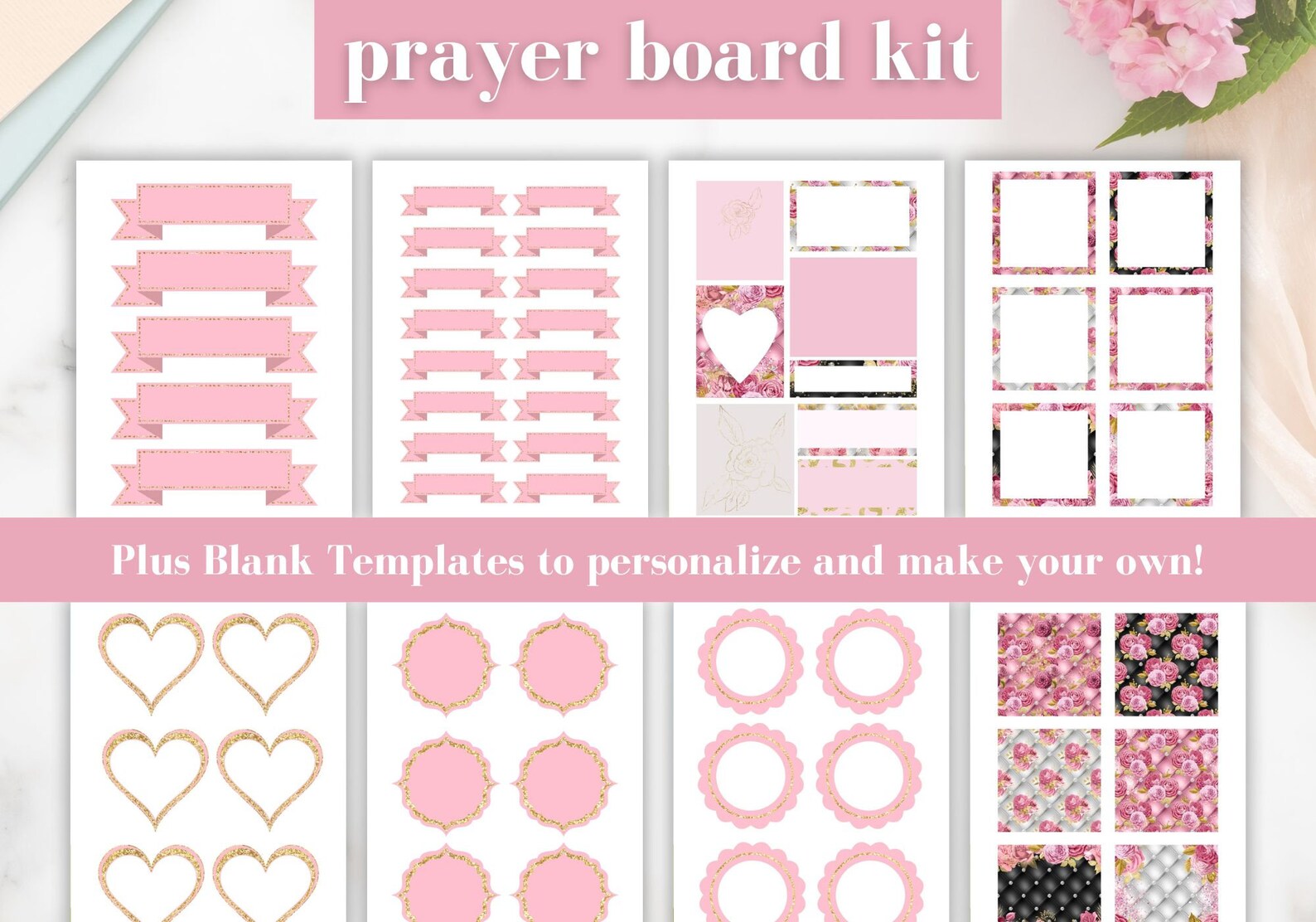 Prayer Board Kit, Printable Prayer Cards, Christian Wall Collage ...