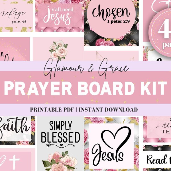 Prayer Board Kit, Printable Prayer Cards, Christian Wall Collage, Prayer Planner, Scripture on Prayer- Enhance Your Prayer Life!