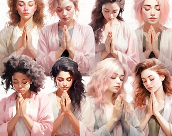 Women In Prayer PNGs, Prayer Clipart, Christian PNG, Woman Praying PNG, Commercial Use, Worship PNG, Pray Without Ceasing