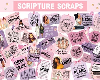 Scripture Scraps Printable, Faith Junk Journal Scraps, Pink Prayer Board Kit 2025, Girls Prayer Board Stickers,