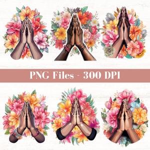 Prayer Clipart, Praying Hands PNGs, Christian PNG, Black Woman Praying PNG, Church PNG, Commercial Use, Blessings Clipart image 5