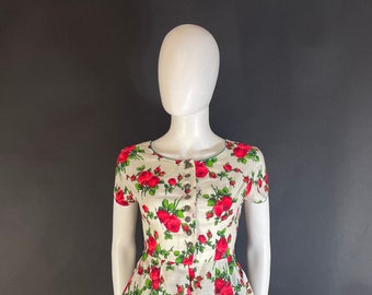 Adorable late 1950s rose print dress