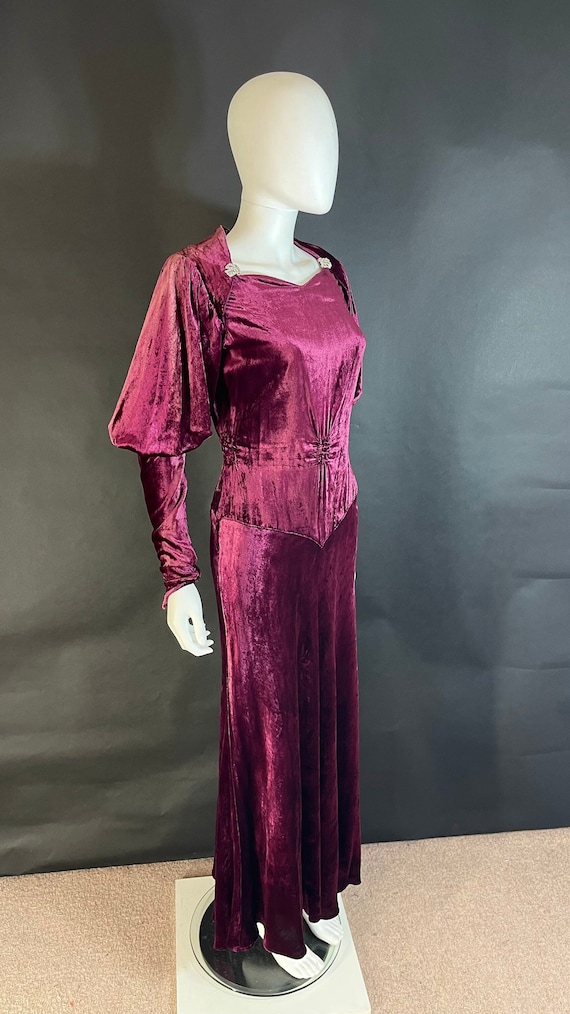 1930s Pann Velvet Evening Dress, Claret Gown
