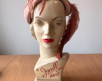 outstanding 1940s felt hat with feather trim