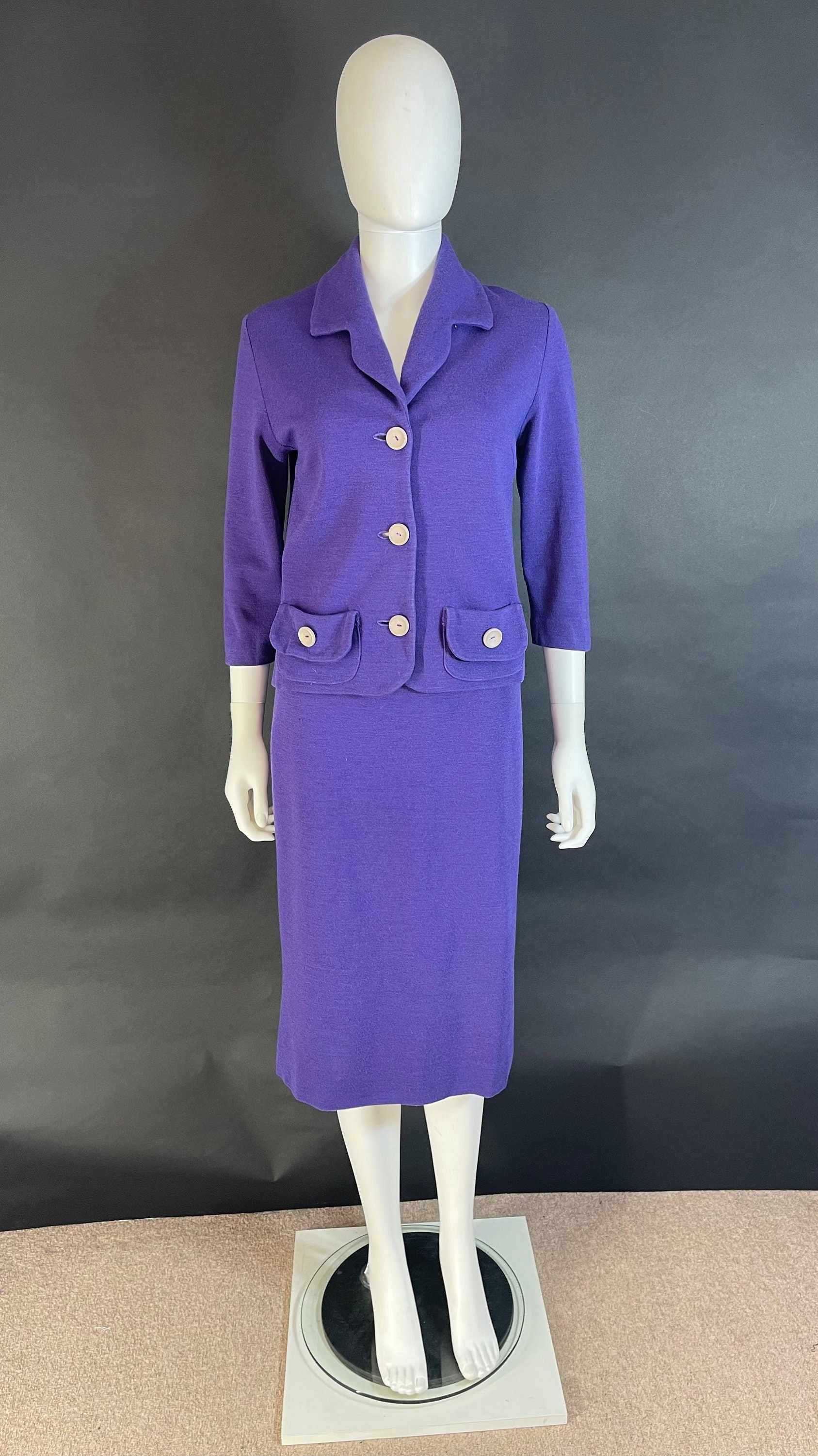 Metallic-trim sweater-knit skirt suit cheap