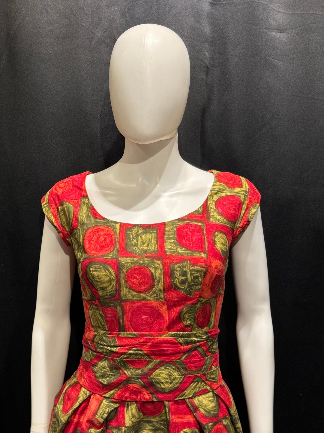 Black Rose Printed A-Line Boat Neck Midi 1950s Dress
