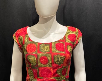 Outstanding 1950s rose print dress